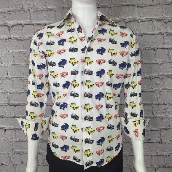 Coton Doux Classic Cars Long Sleeve Shirt, Mens 38x15 - Picture 2 of 9